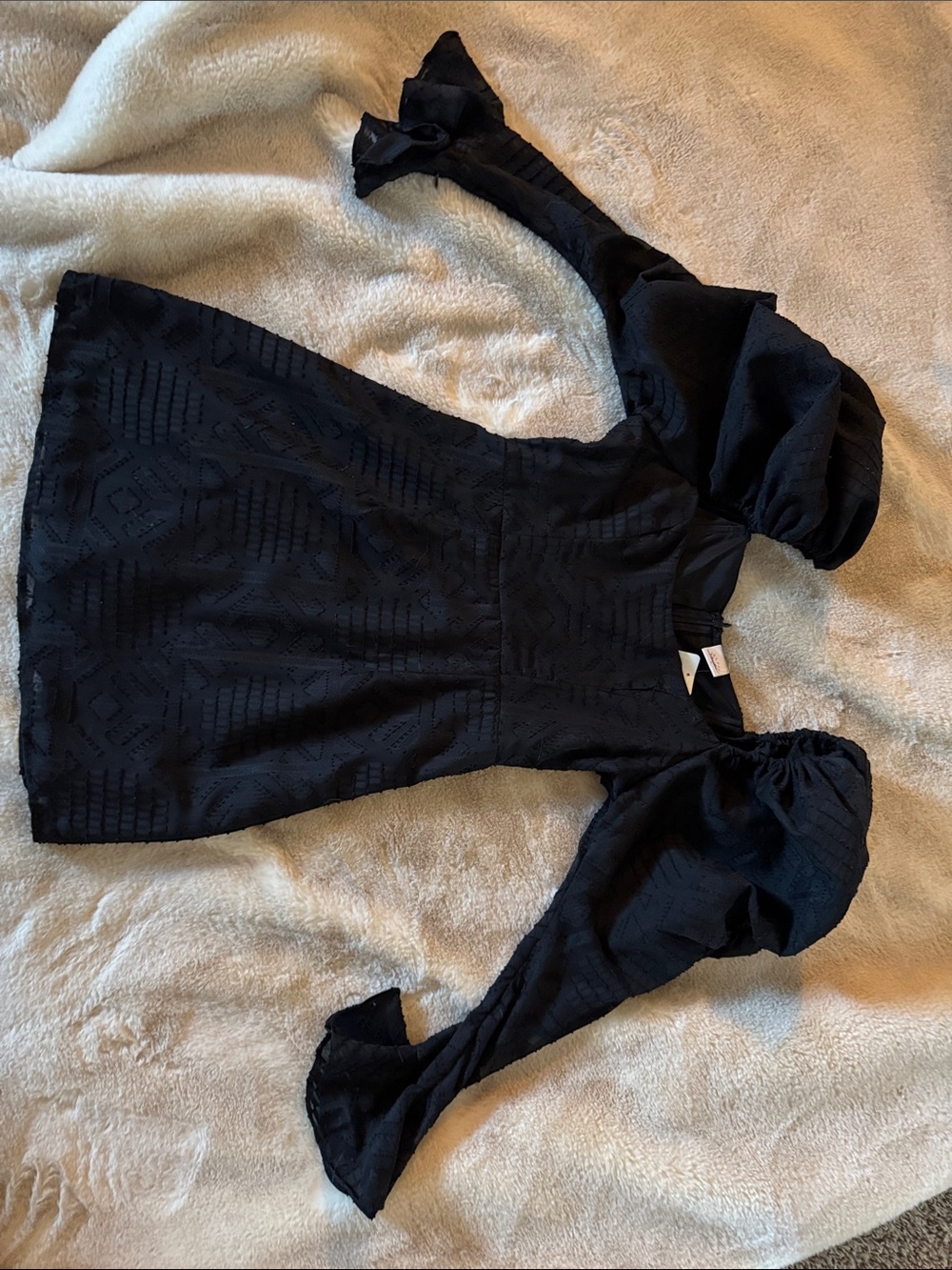 Black Puff Sleeve Mini Dress - Unknown Brand